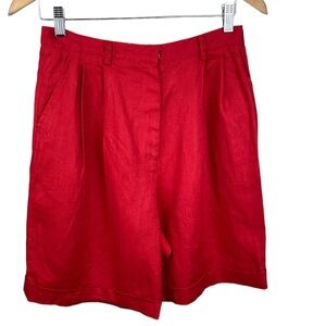 Red Linen Bermuda shorts sizes 10, summer linens Bermudas, sizes large